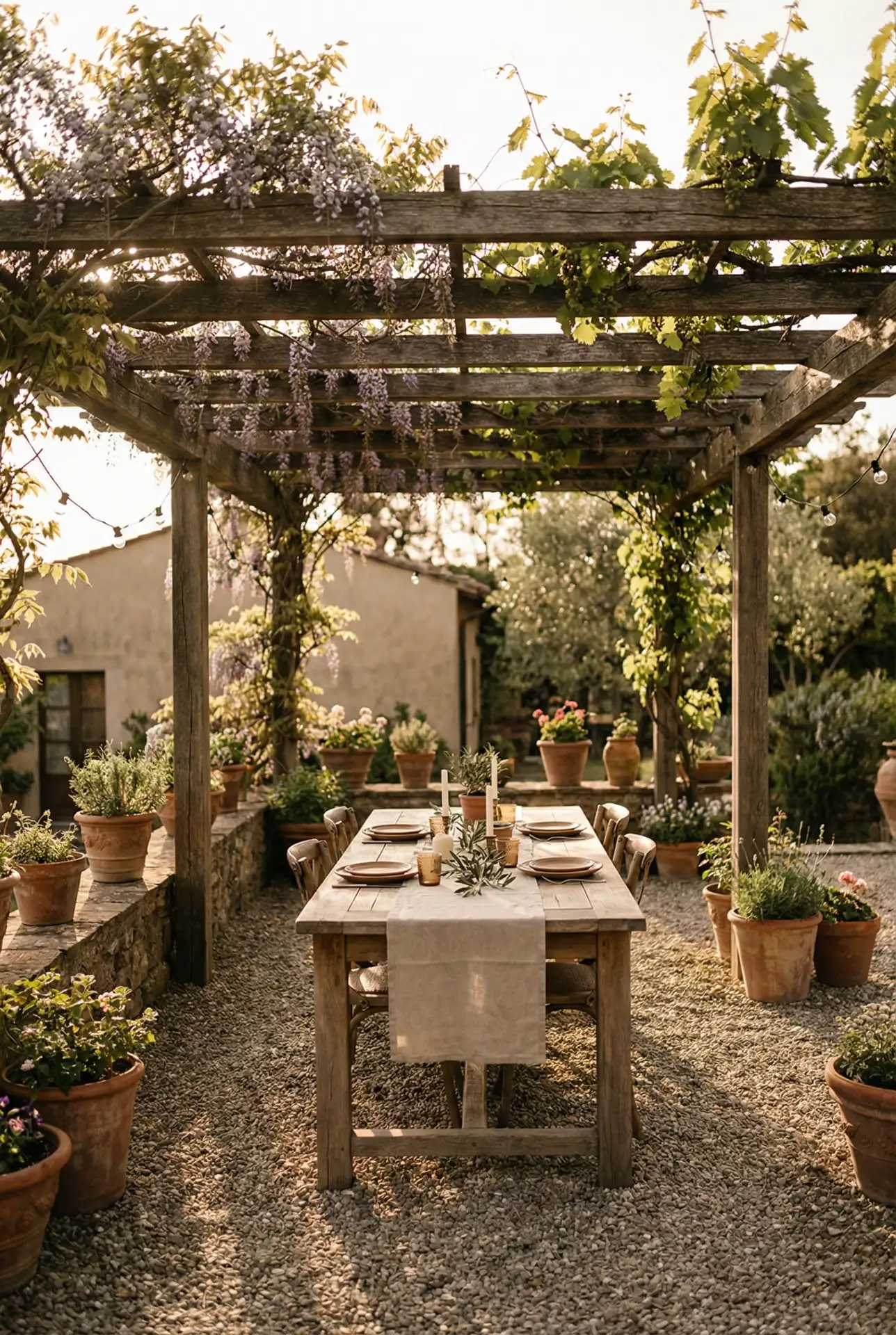 Italian Courtyard Dining With Pergola And Vines 2