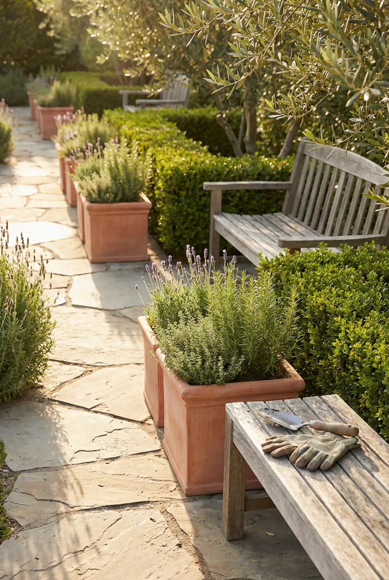 Italian Herb Garden Border Along A Narrow Fence Line 1
