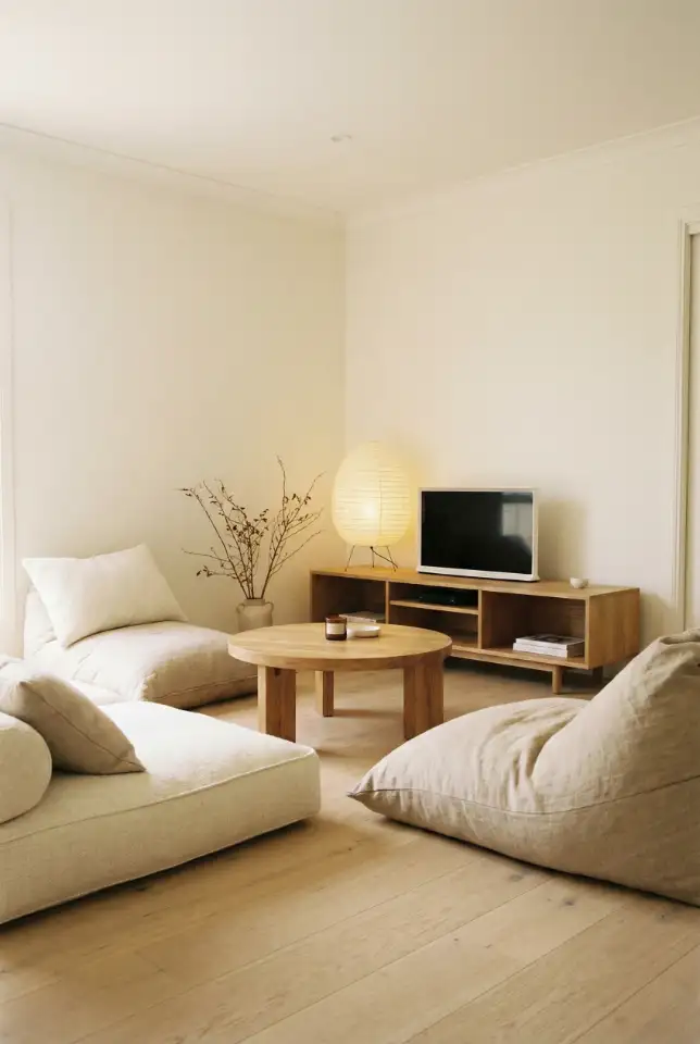 Japandi-Inspired Family Room With Low Seating 1