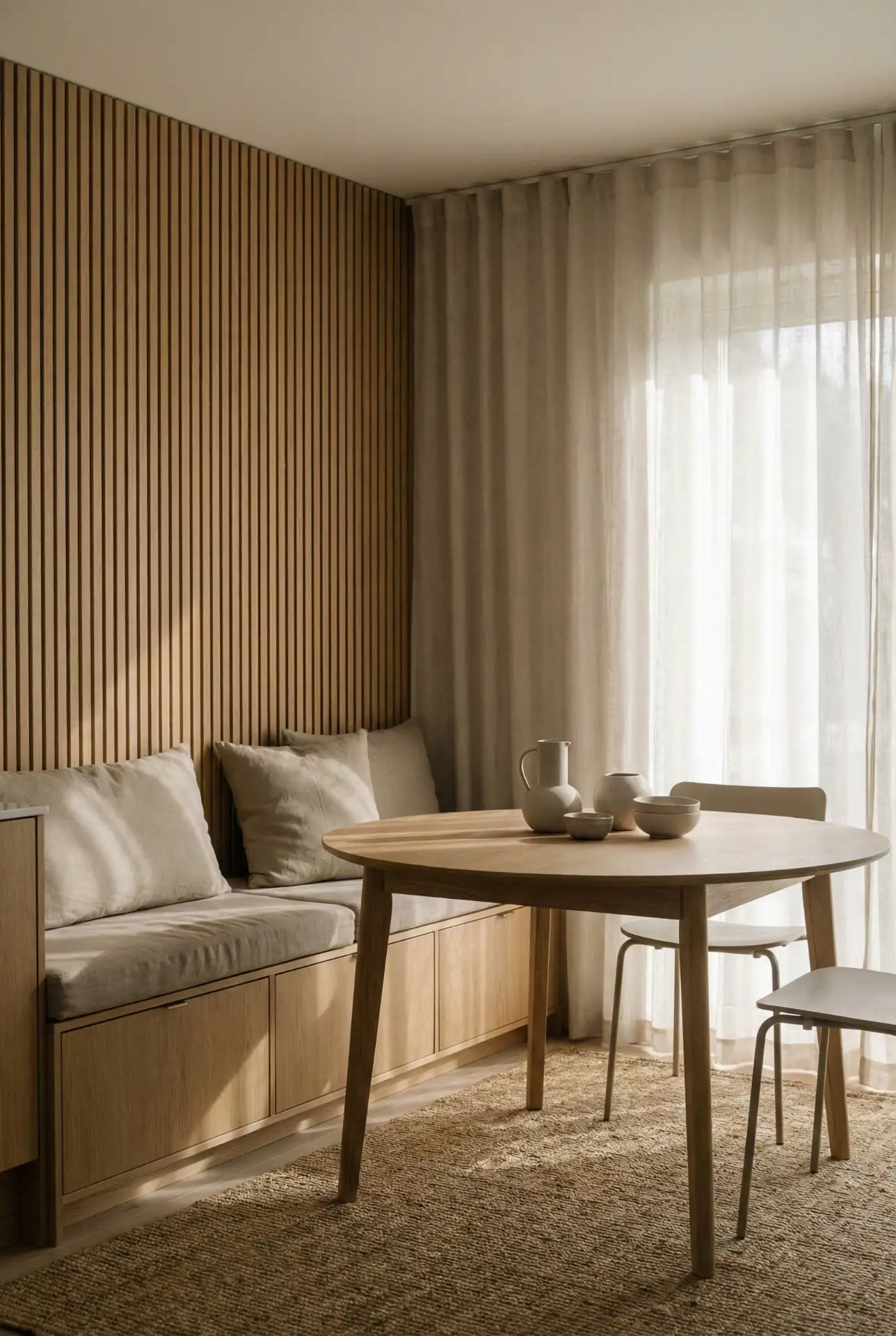 Japanese-Scandinavian Dining Corner (Japandi) With Low Visual Noise 1