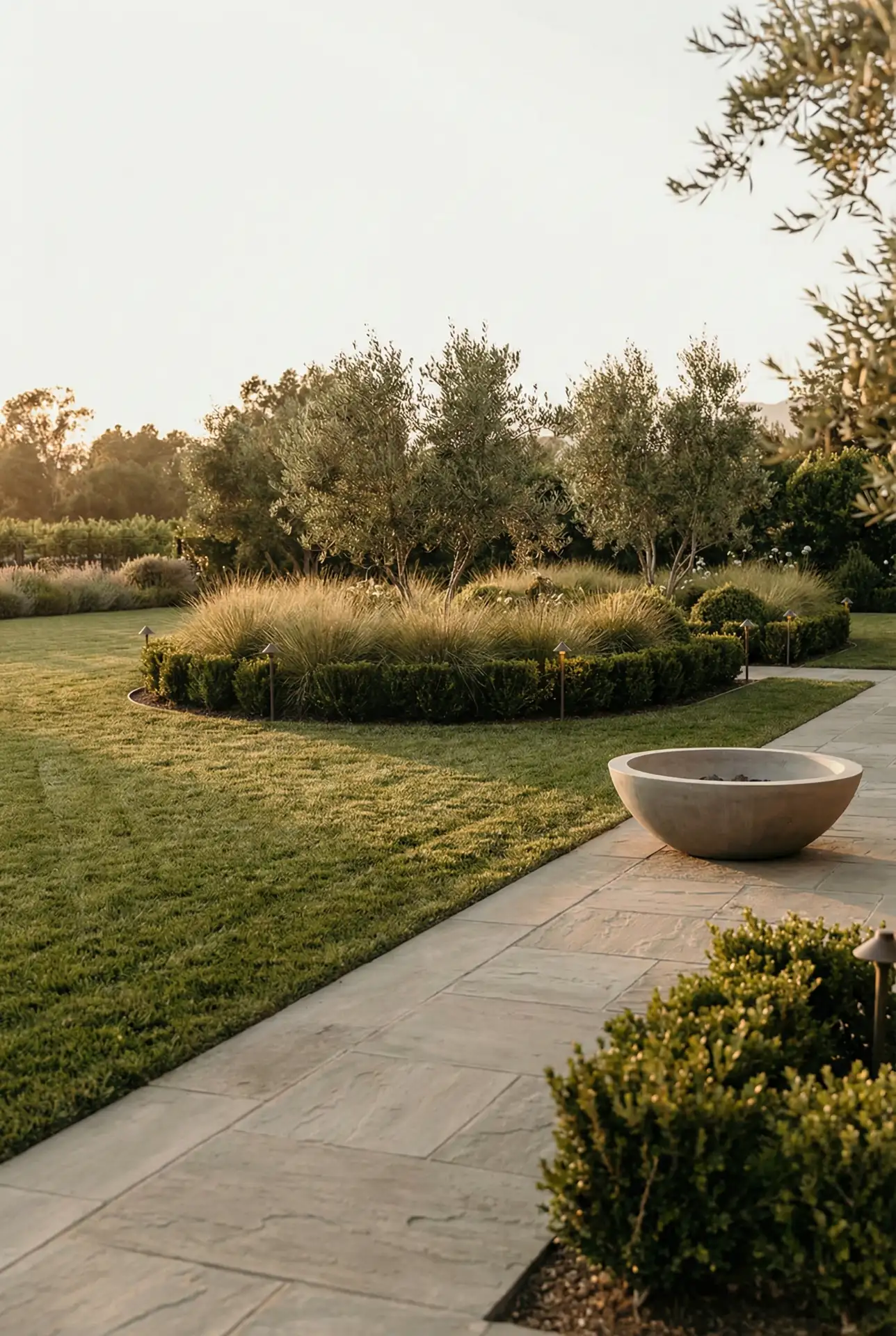 Large Contemporary Lawn Frame With Minimal Plant Islands 2