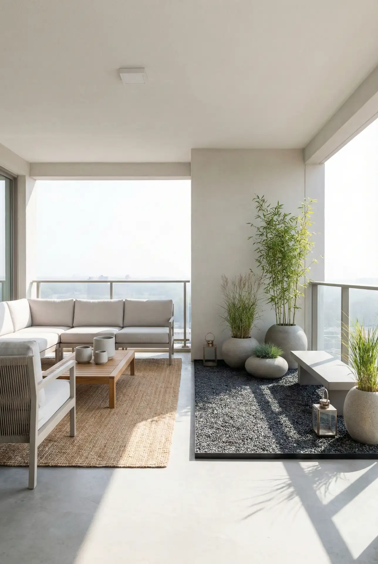 Large Open Balcony With Two-Zone Zen Garden 1