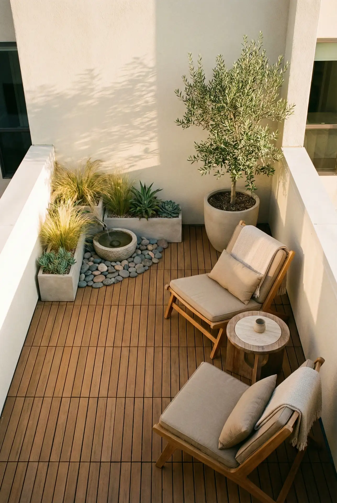 Large Open Balcony With Two-Zone Zen Garden 2