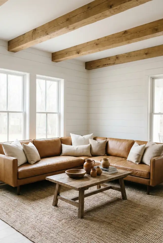 Leather Sectional Anchor With Farmhouse Warmth 1