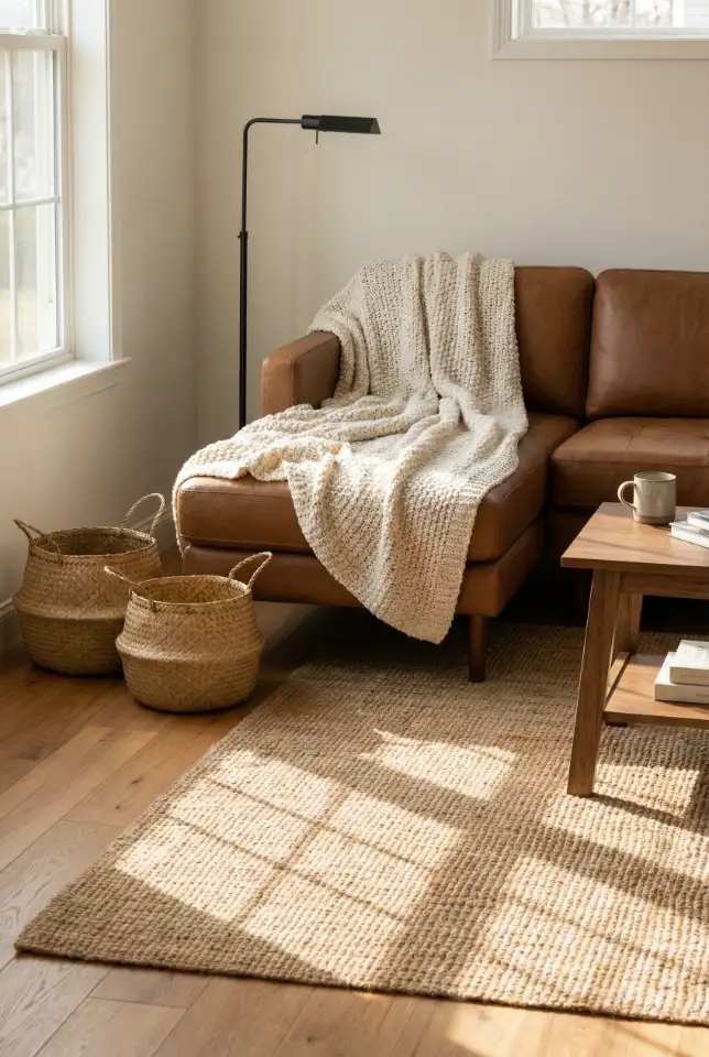 Leather Sectional Anchor With Farmhouse Warmth 2