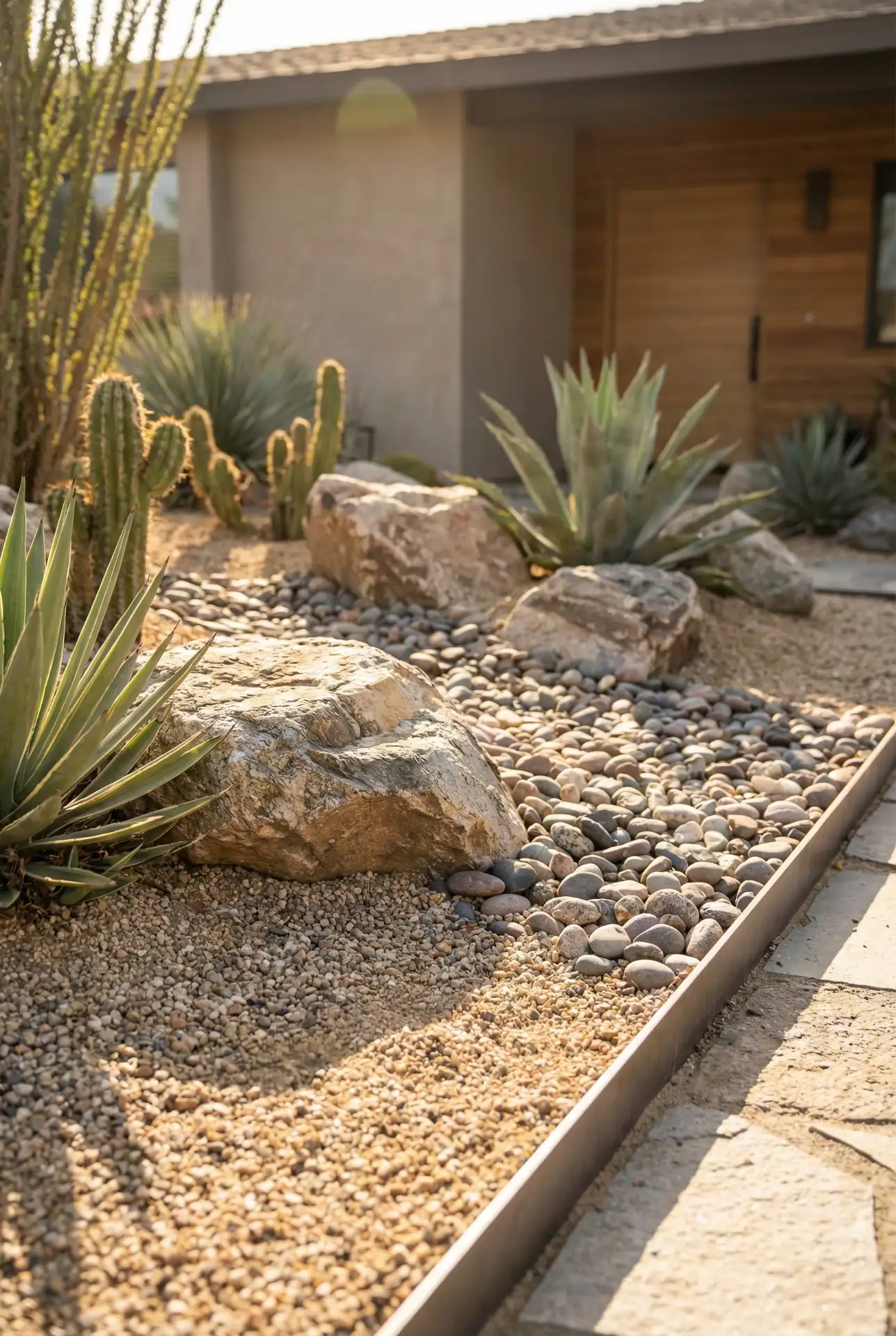 Low Maintenance Rock Garden With Desert Plants 1