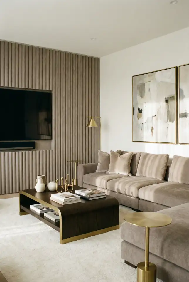 Luxury Hotel-Inspired Family Room With Plush Neutrals 1