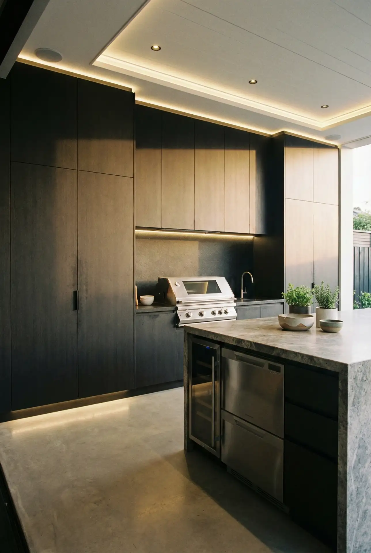 Luxury Outdoor Kitchen With Hidden Storage Wall 1