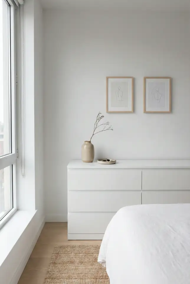 Malm Dresser Decor in a Minimalist Apartment Bedroom 1