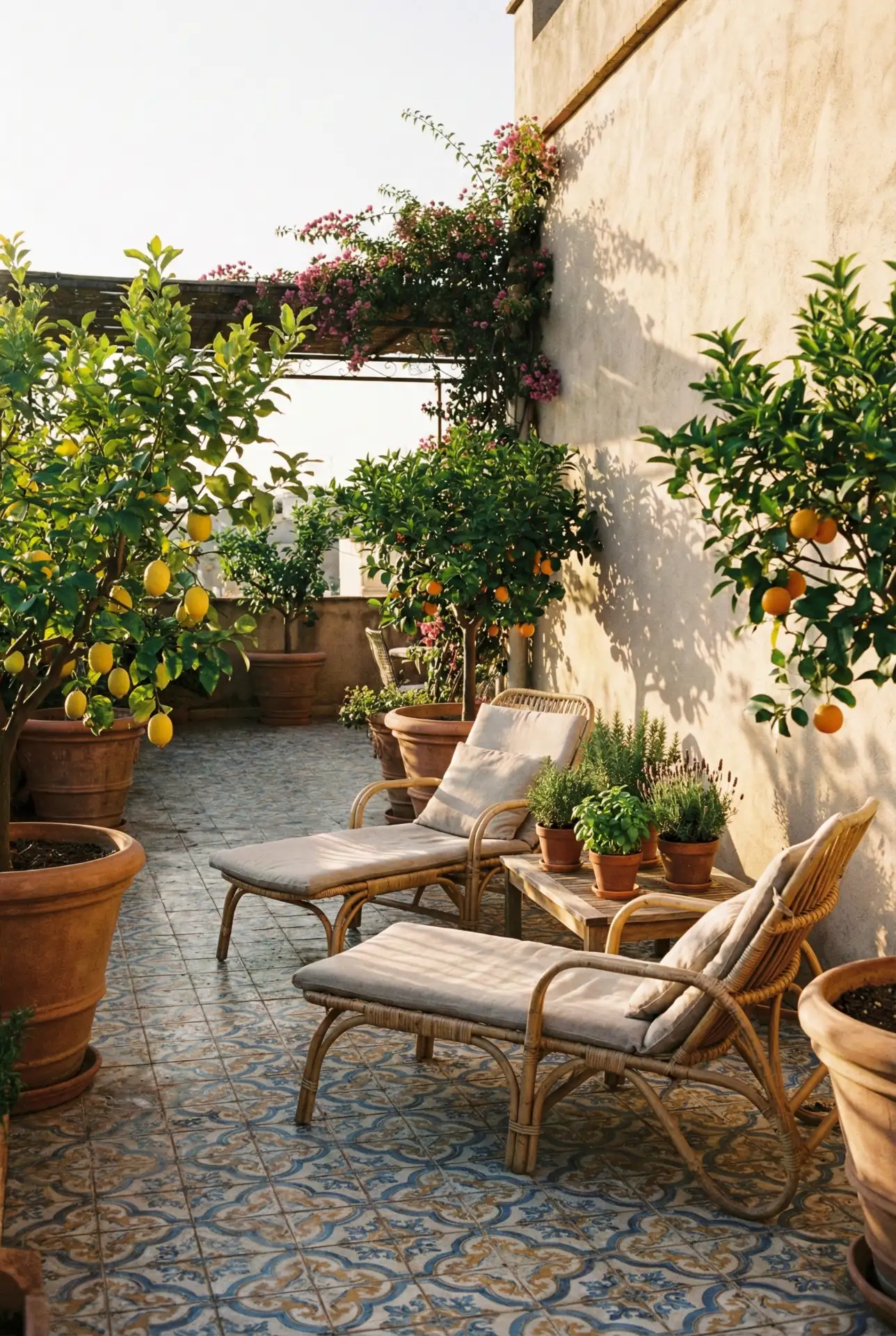 Mediterranean Terrace With Citrus Pots 1