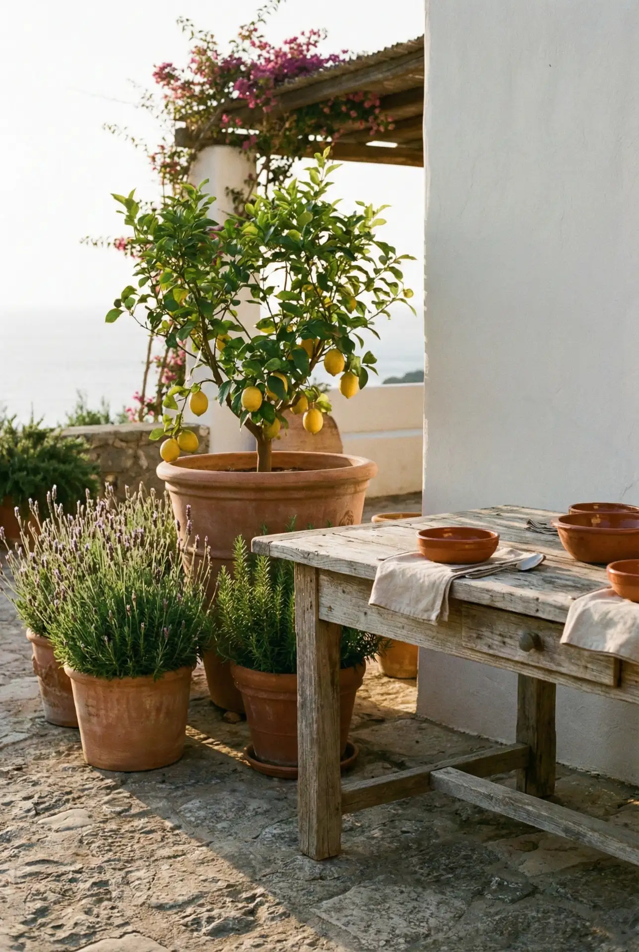 Mediterranean Terrace With Citrus Pots 2