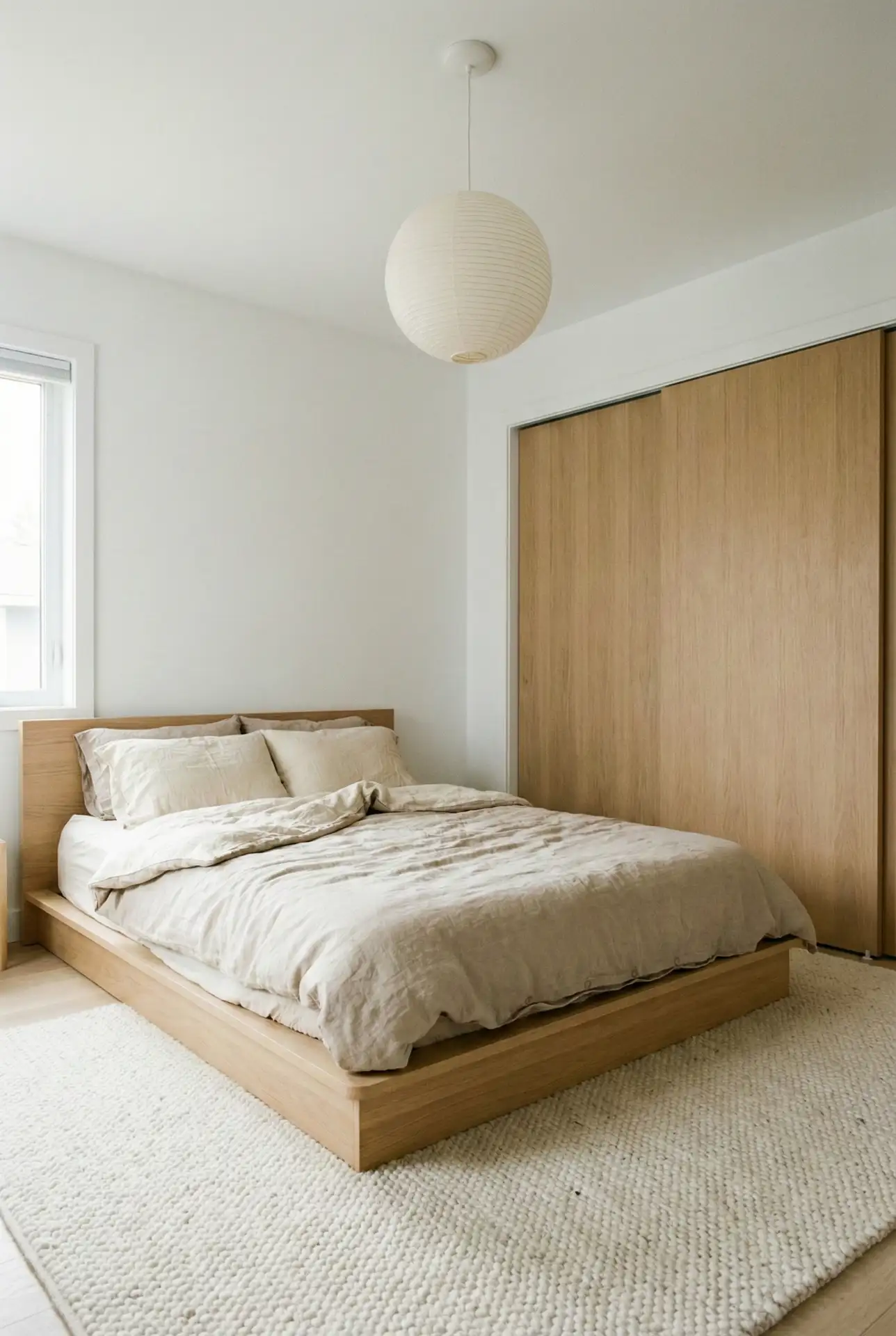 Minimal Scandinavian Bedroom With Sliding Doors And Hidden Storage 1