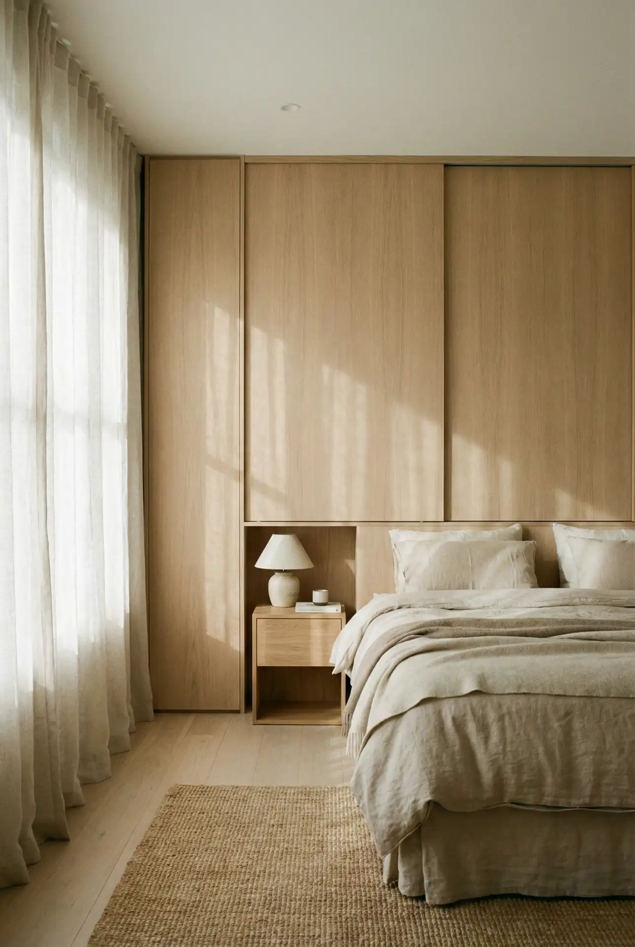 Minimal Scandinavian Bedroom With Sliding Doors And Hidden Storage 2