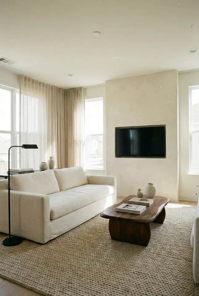 Modern Minimalist Family Room With One Bold Feature 1