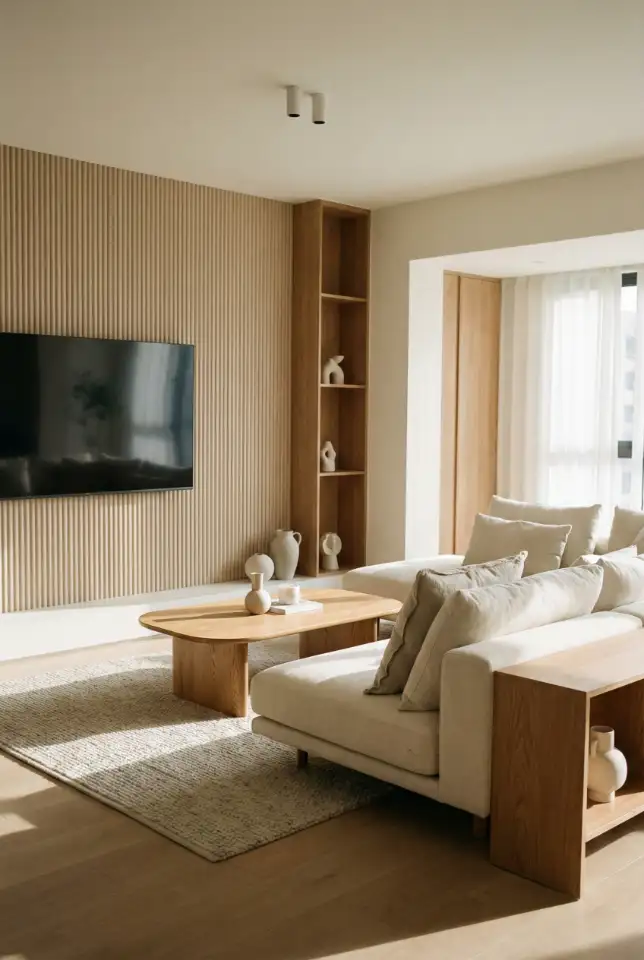 Modern Minimalist Family Room With One Bold Feature 2