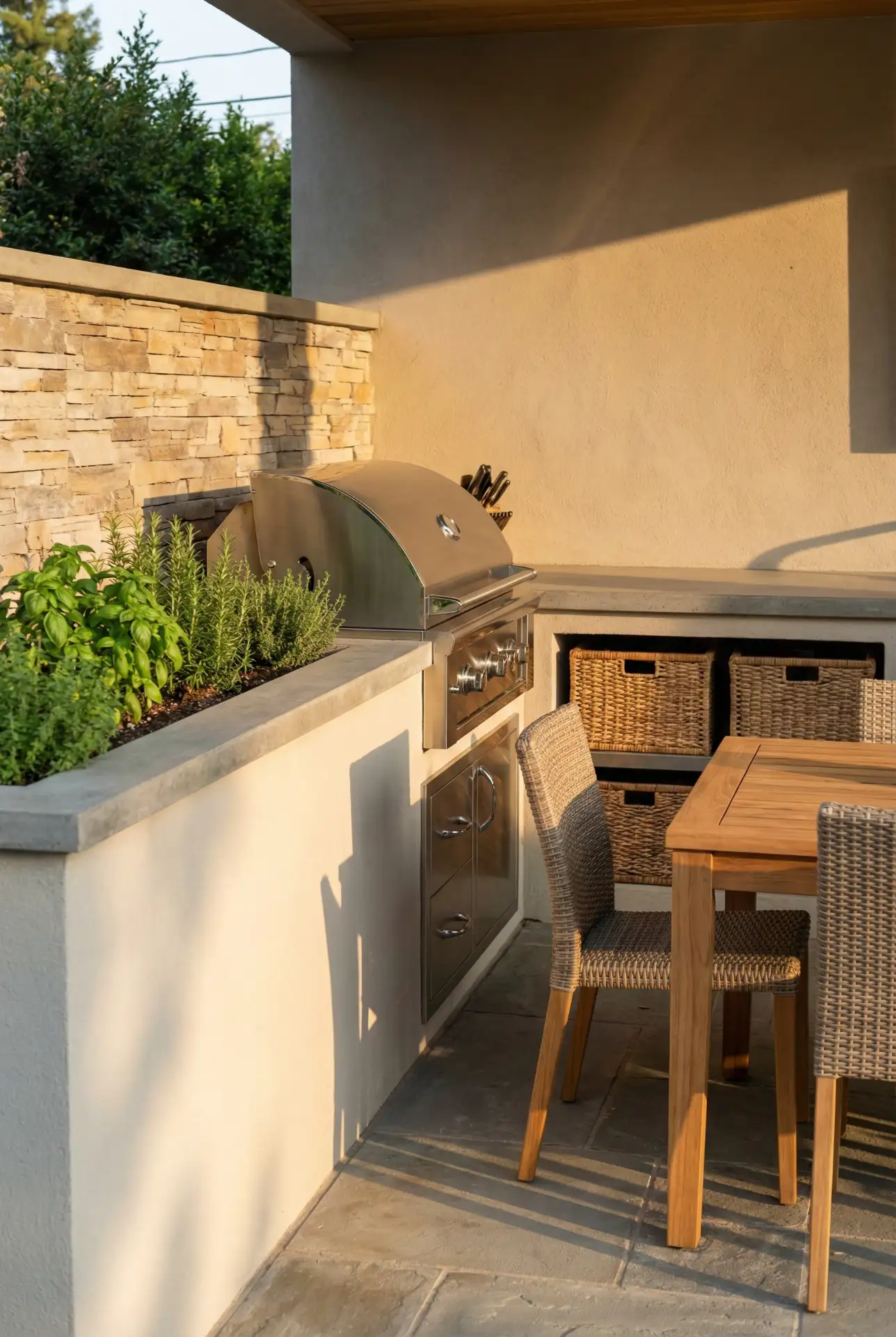 Modern Outdoor Grill Wall With Budget-Friendly Finish 1