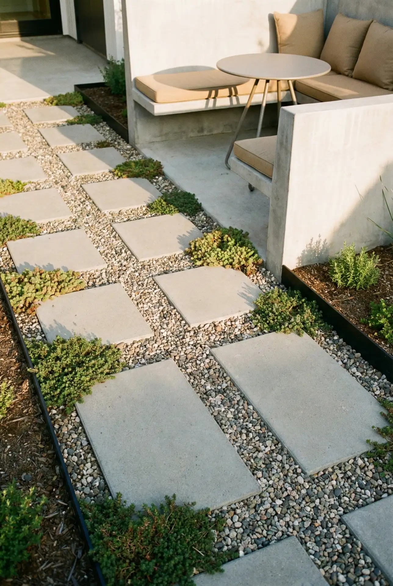 Modern Paver Grid With Pocket Garden 2