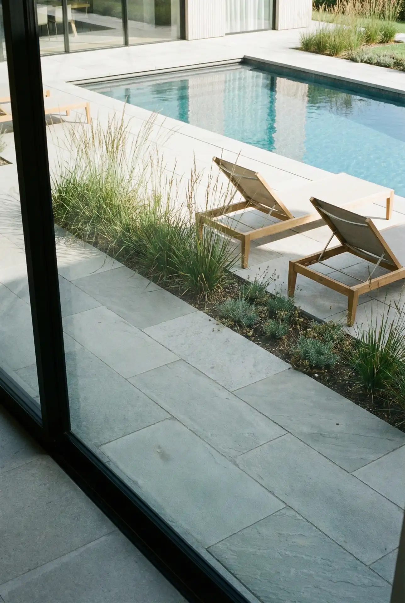 Modern Pool Deck With Minimal Plant Bands 1