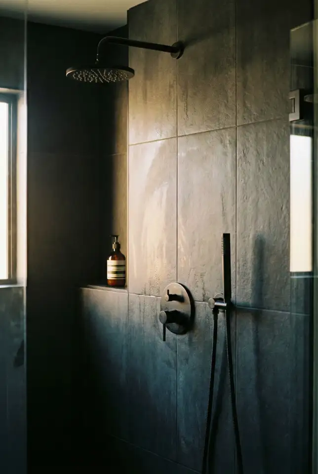Moody Dark Tile Shower 2