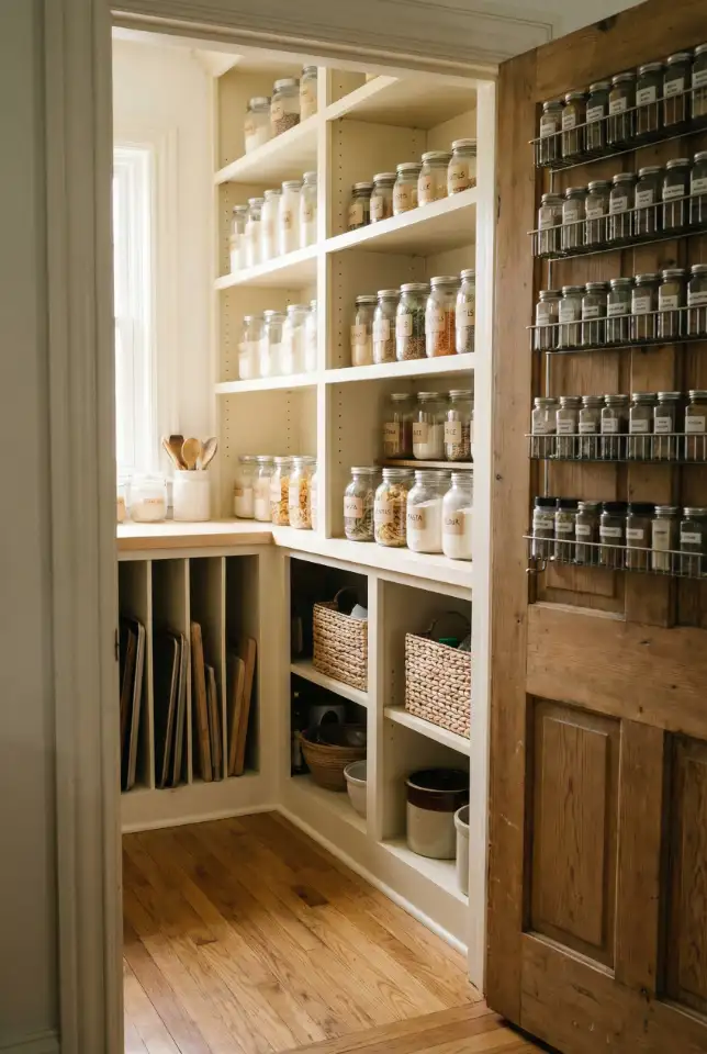 Narrow Closet Pantry With Double Door Upgrade 2