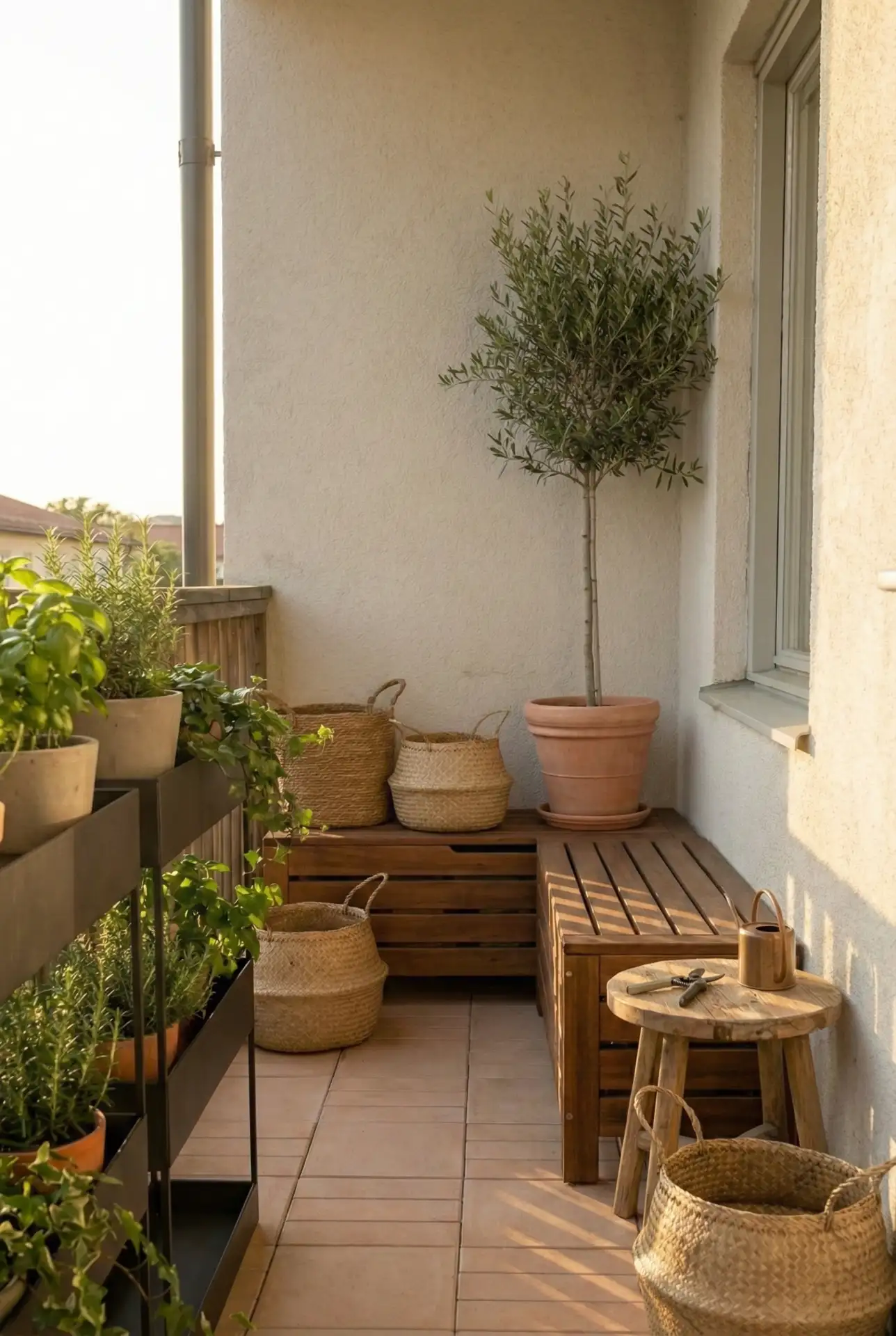 Narrow Storage Bench With Hidden Garden Tools 1