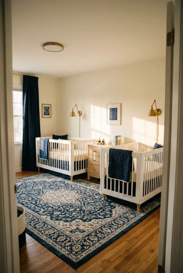 Nautical Twin Nursery With Coordinated Symmetry 2