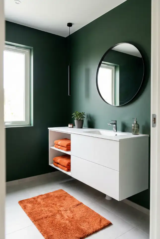 Orange And Green Bathroom With Bold Contemporary Contrast 1
