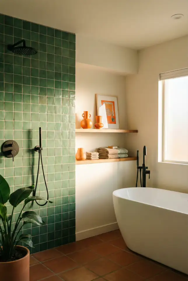 Orange And Green Bathroom With Bold Contemporary Contrast 2