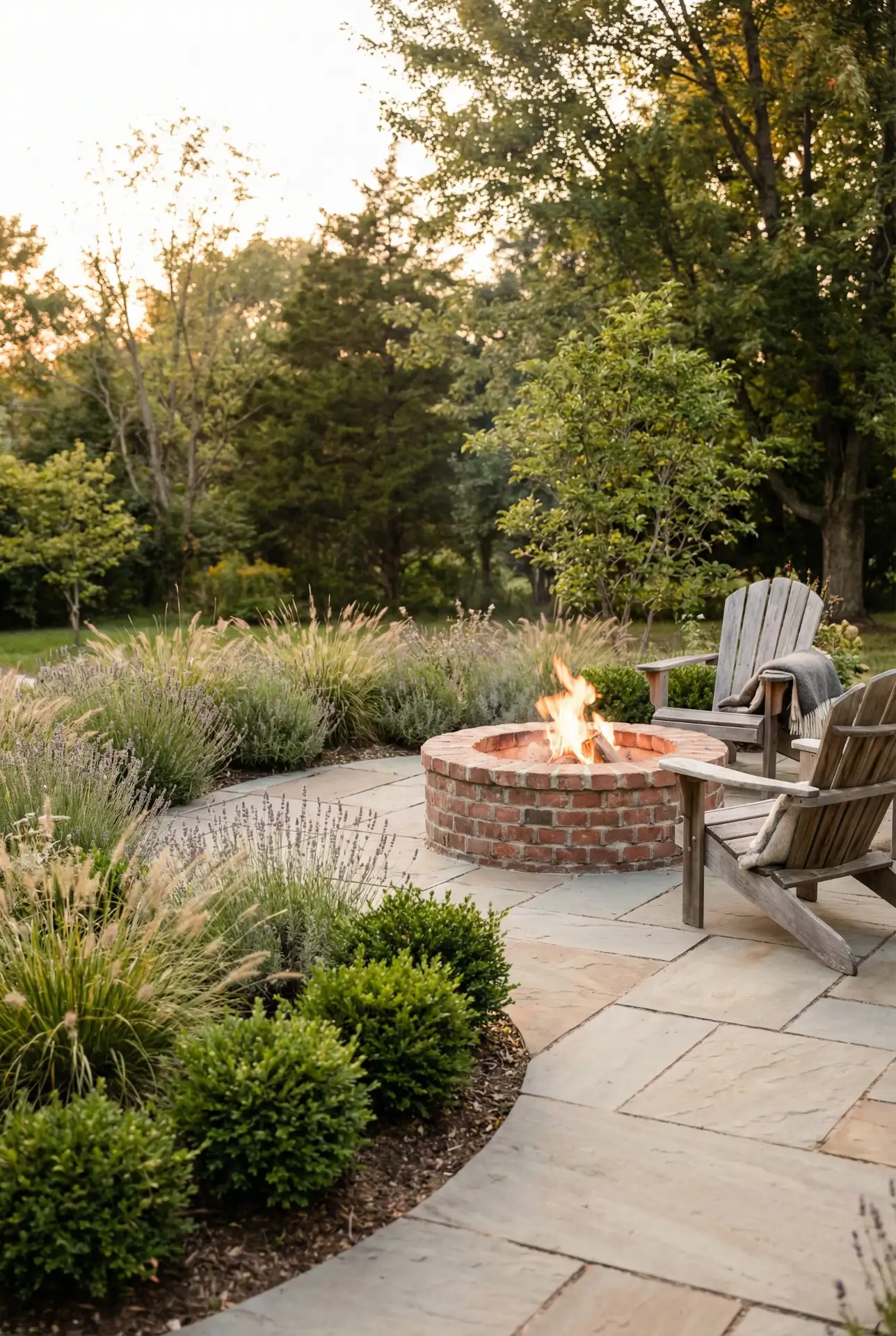 Outdoor Brick Fire Pit With Landscape Border 1