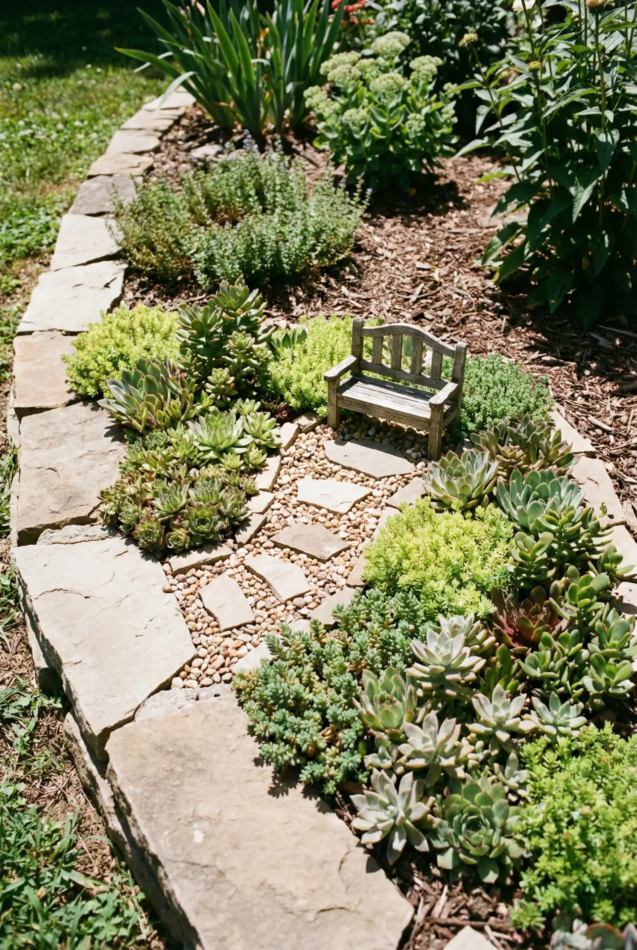 Outdoor Flower Bed Succulent Fairy Border 1