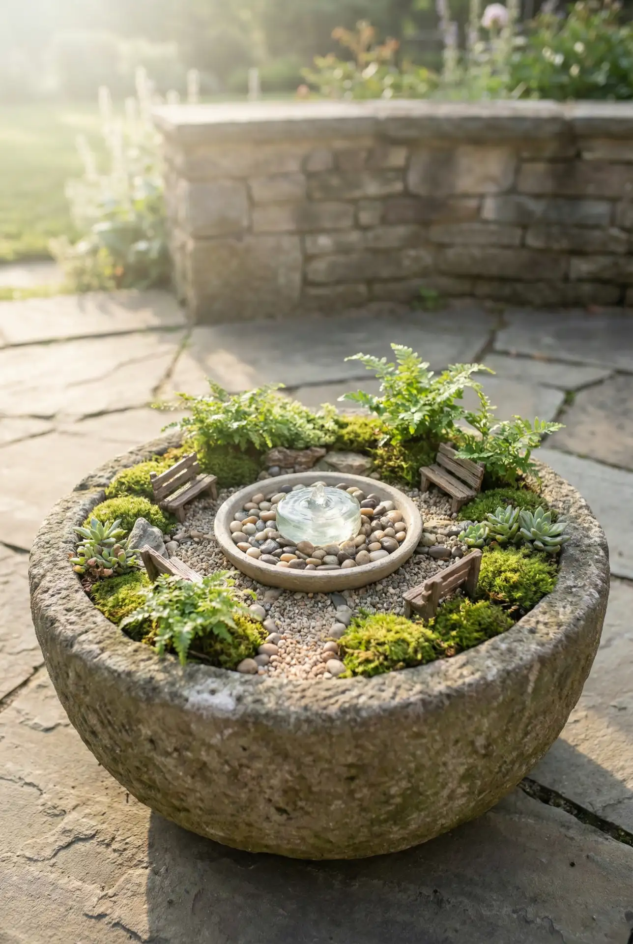 Outdoor Large Stone Planter Fairy Fountain Moment 2