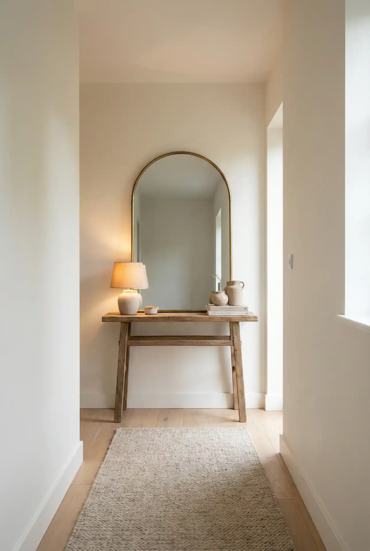 Oversized Mirror Moment To Expand A Short Hallway 2