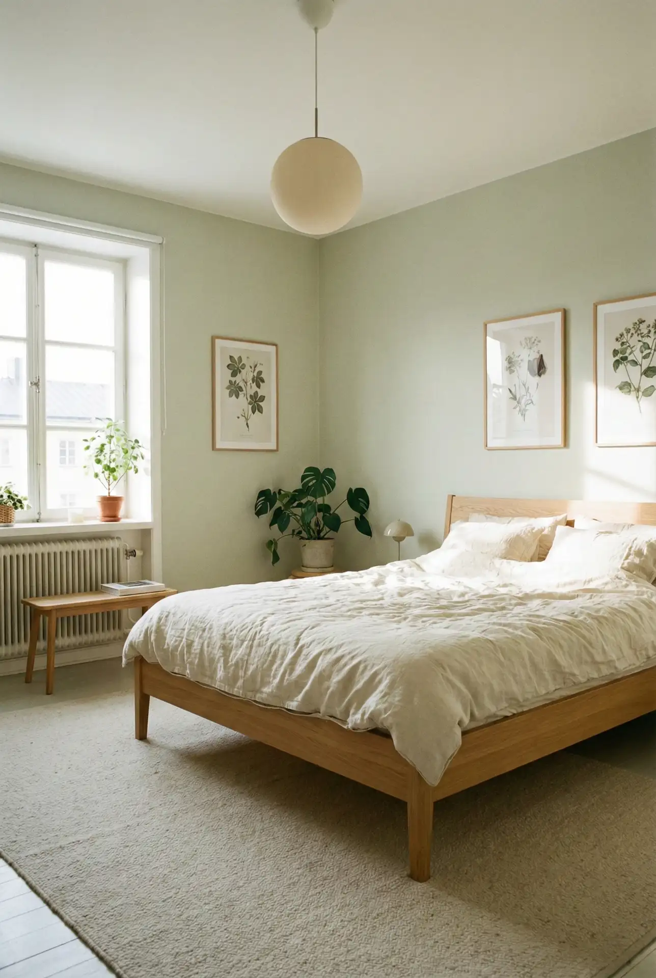 Pale Green Scandinavian Bedroom With Soft Neutrals 2