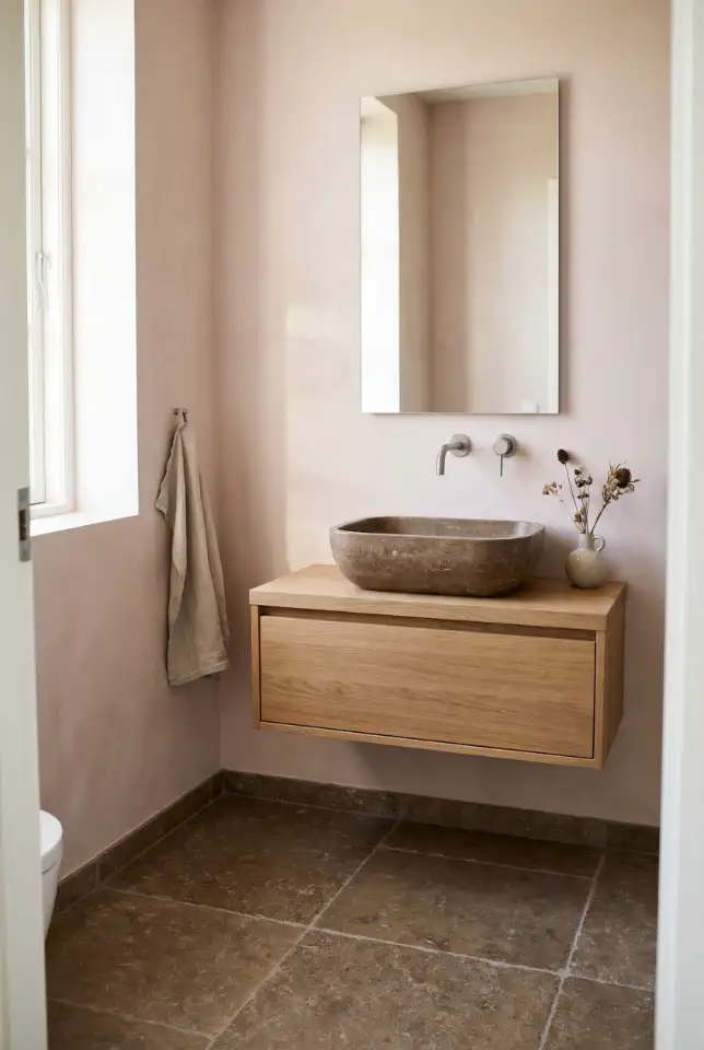 Pale Pink And Brown Stone Minimalism 1