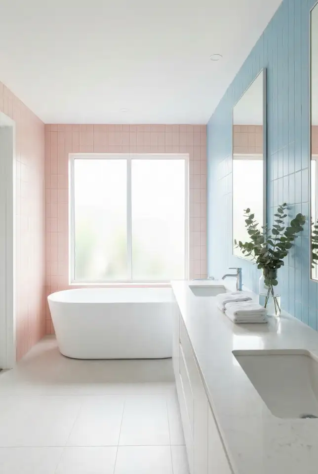 Pastel Pink With Blue And White Calm 2