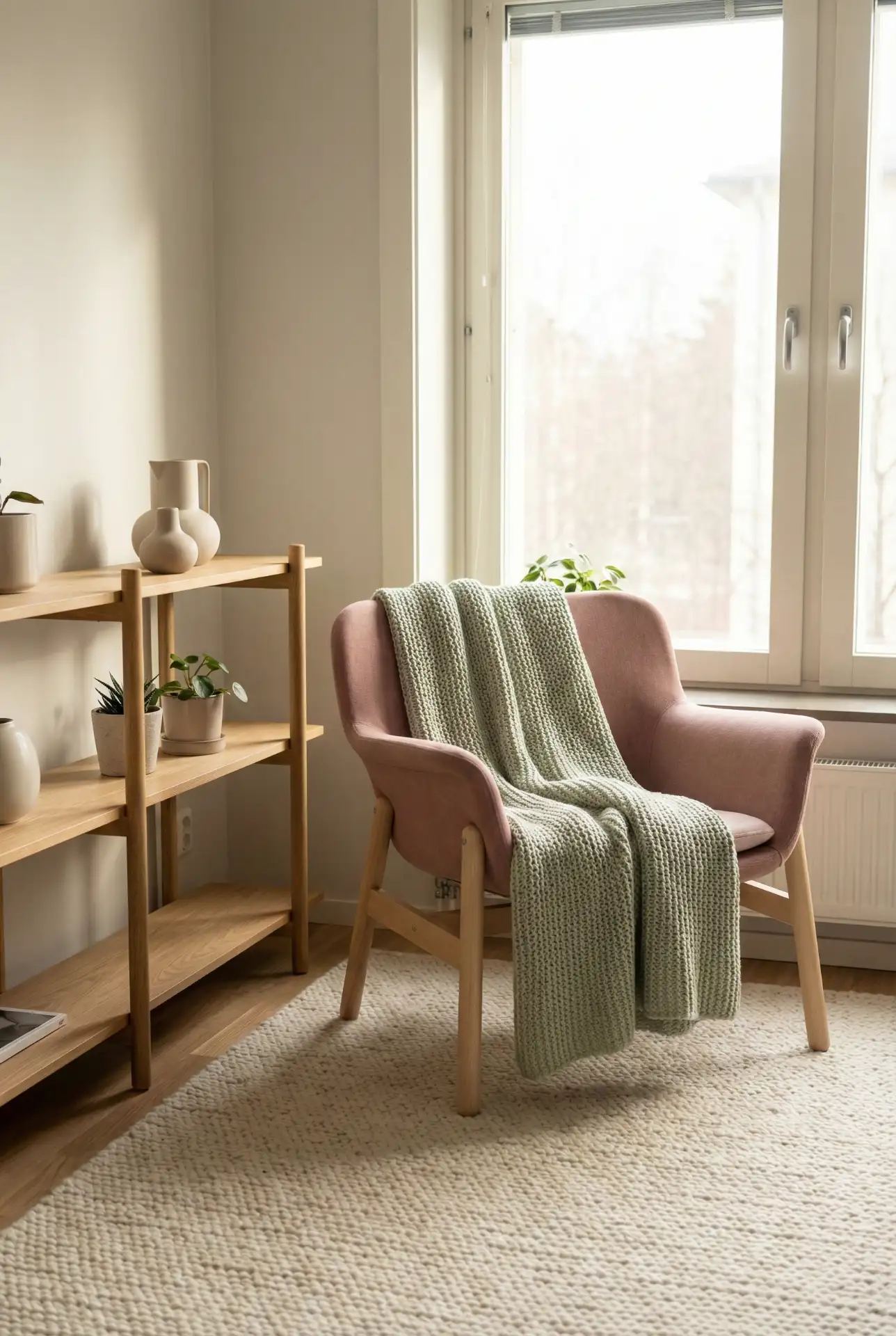 Pastel Scandinavian Living Room With Soft Color Blocking 2