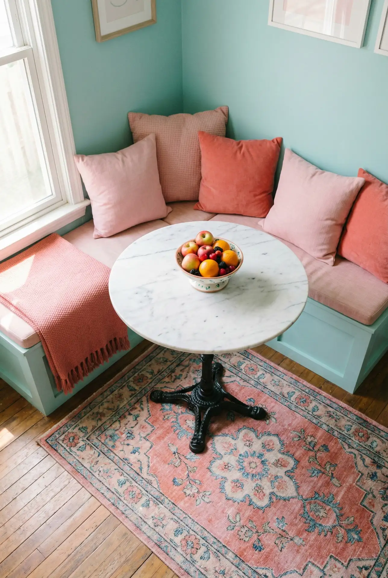 Pastel Teal And Pink Breakfast Nook 2