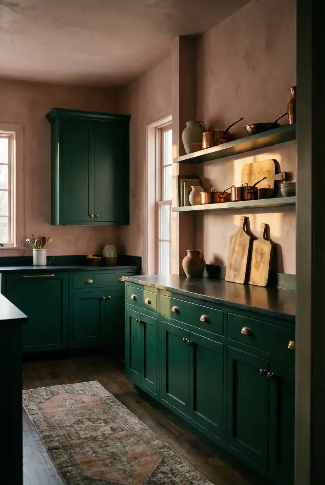 Pink And Dark Green Statement Bathroom 2