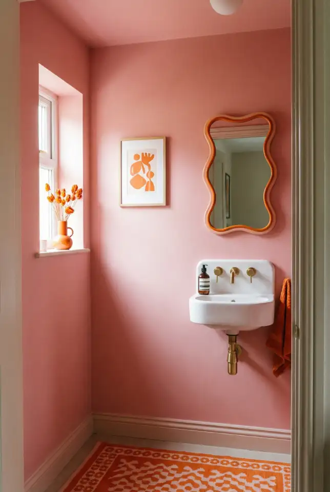 Pink And Orange Powder Room Statement 1