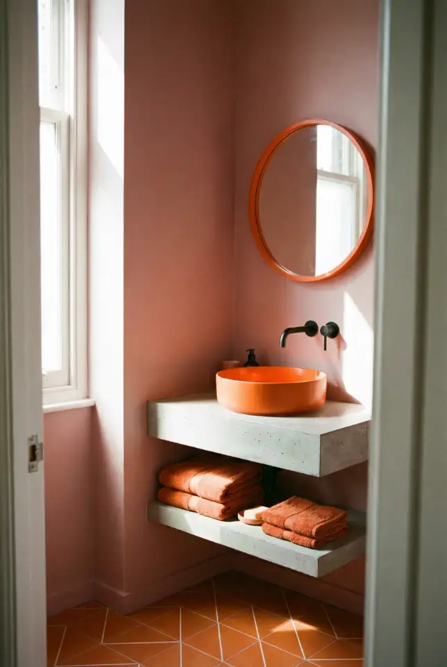 Pink And Orange Powder Room Statement 2