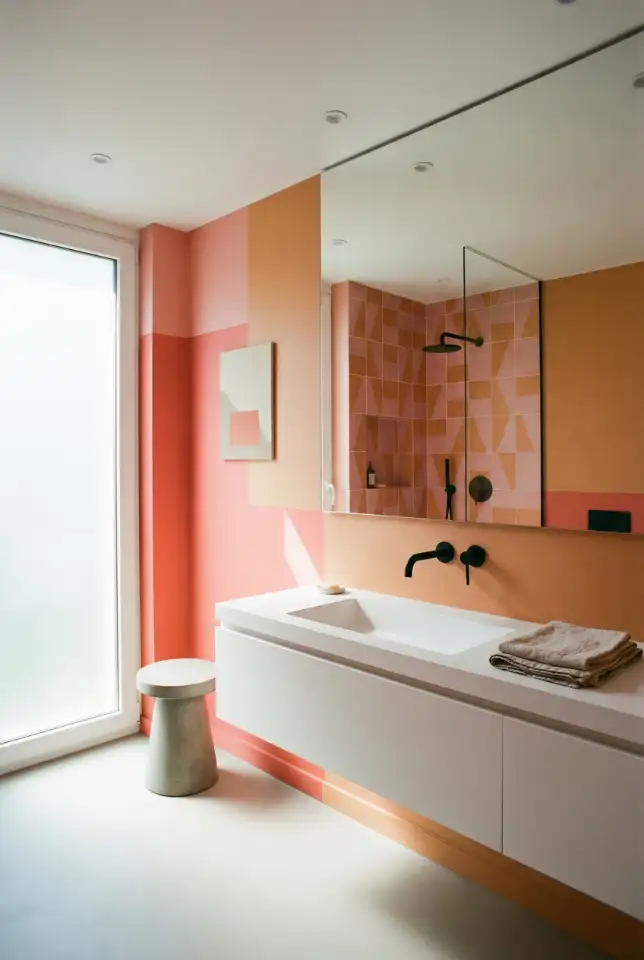 Pink And Orange With Graphic Modern Lines 1