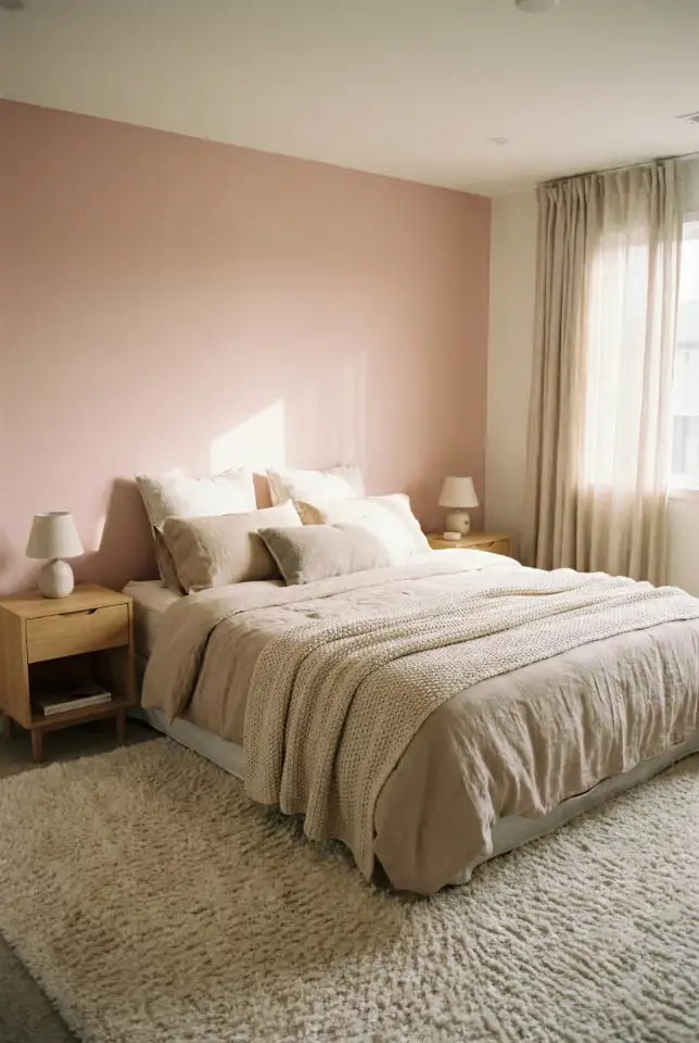 Pink Cozy Couples Bedroom With Soft Contrast 2