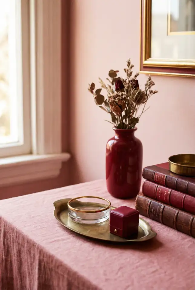 Pink With Red And Warm Metallic Layers 1