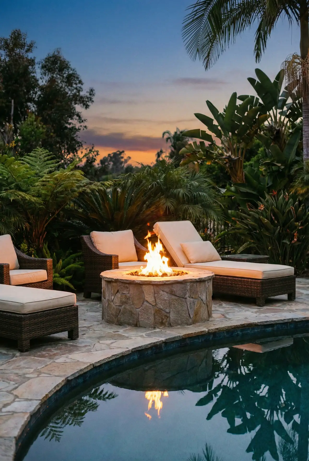 Poolside Fire Pit Retreat 1