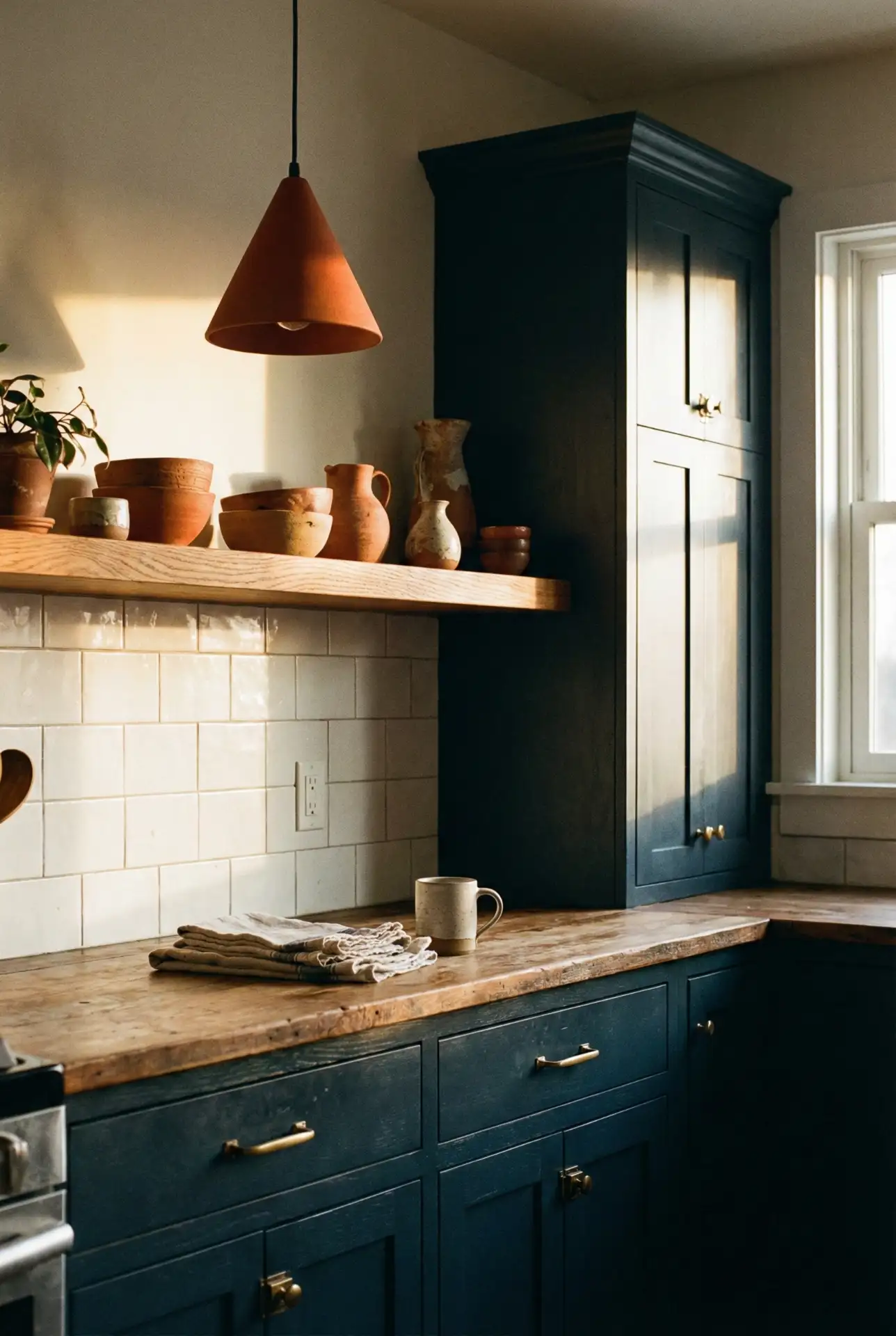 Red And Blue Cabinets Farmhouse Contrast 2