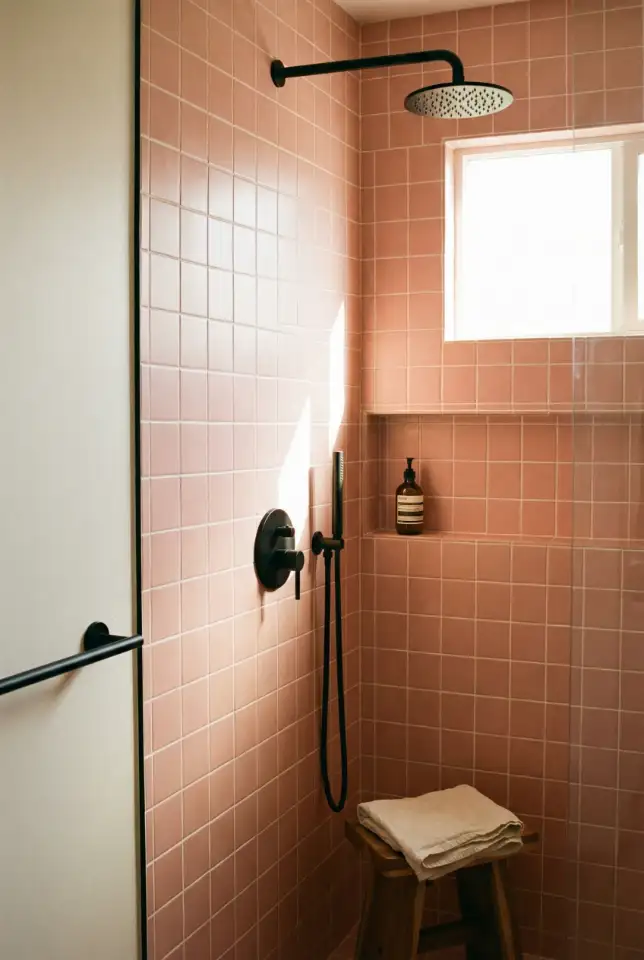 Retro Pink Tile With Black Contrast 2