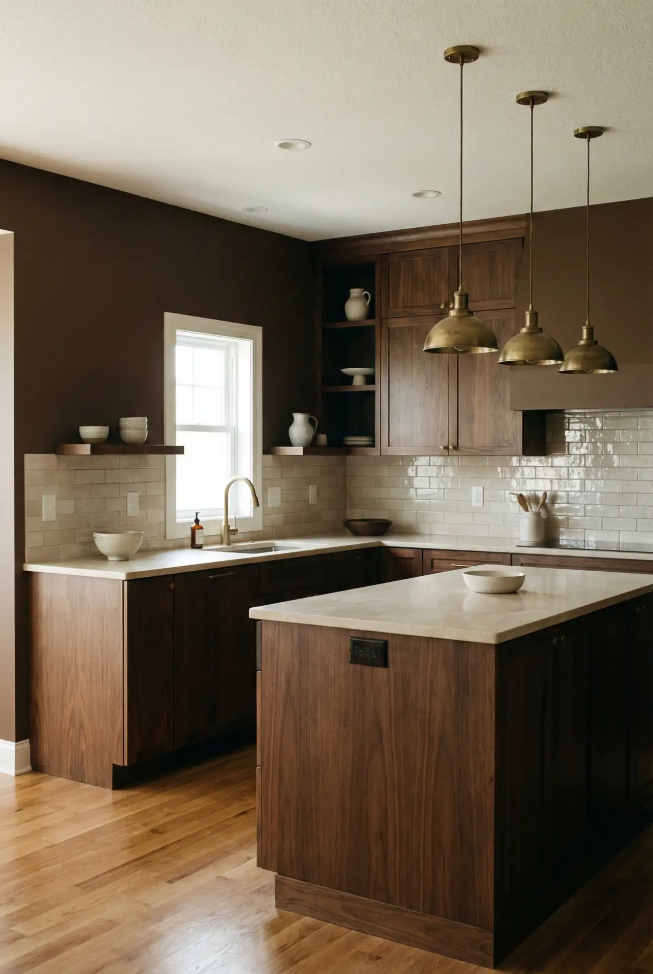 Rich Espresso Walls to Complement Dark Wood Kitchens 1