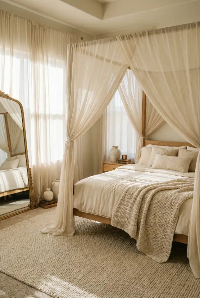 Romantic Beige Canopy Bedroom 1