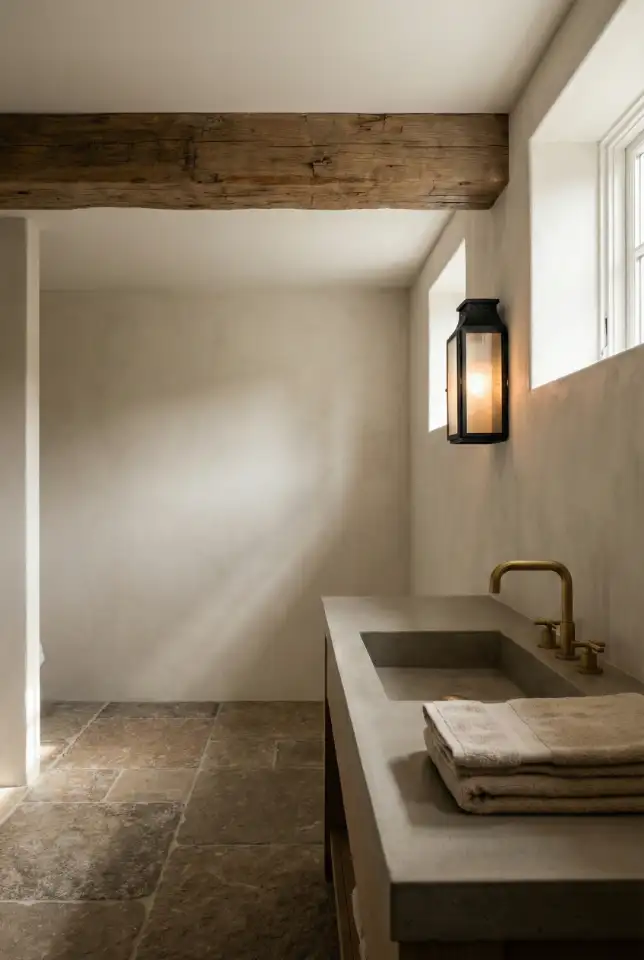 Rustic Brown Basement Bathroom That Feels Warm 1