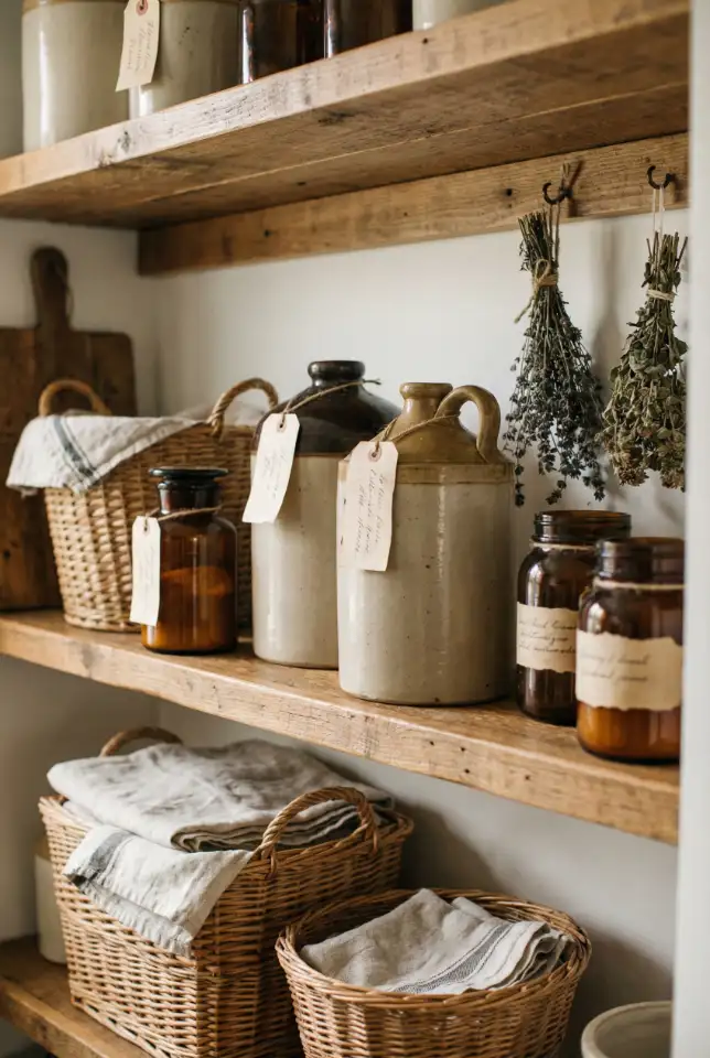 Rustic Cottage Pantry With Vintage Containers 2